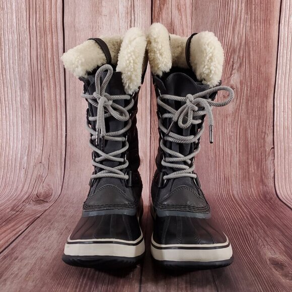 Sorel Womens Size 7 Joan of Arctic Boot Gray Black Shearling Waterproof - Picture 5 of 14